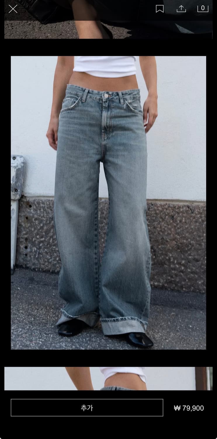 zara JEANS TRF BAGGY FOLDED 미드라이즈 상품이미지2