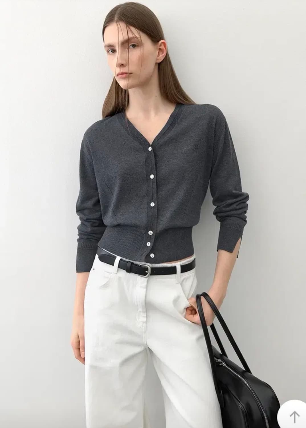 아틀리에나인 에센셜 니트 가디건 차콜  상품이미지1