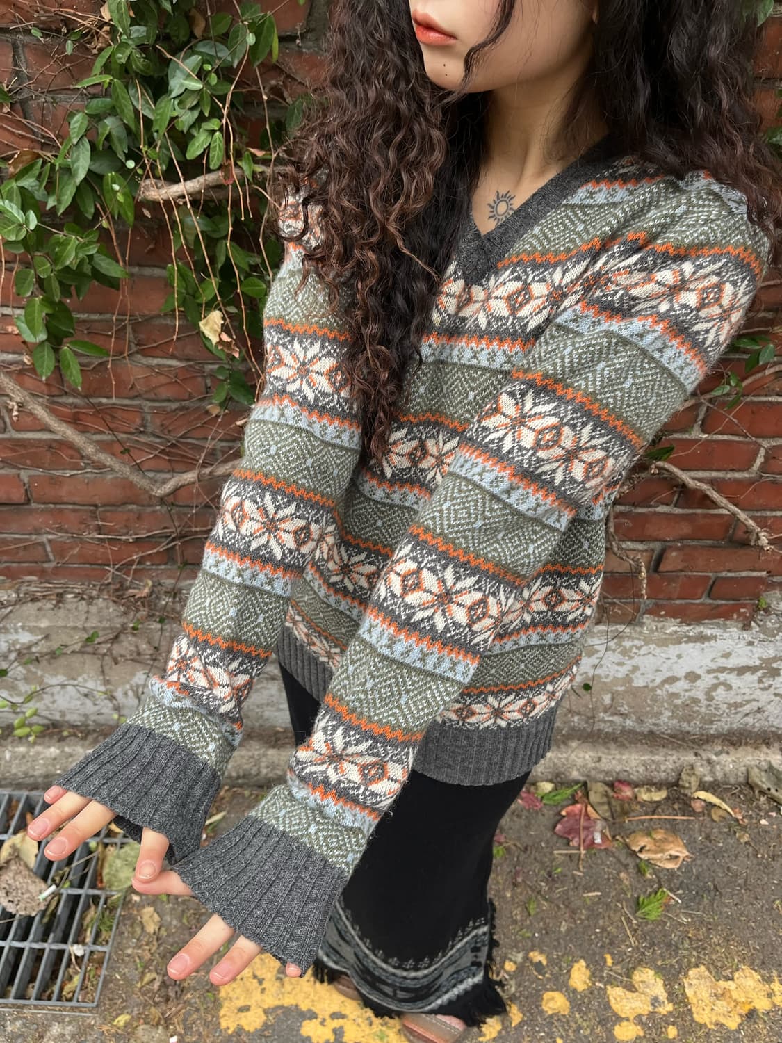 눈꽃 패턴 울 니트 상품이미지3