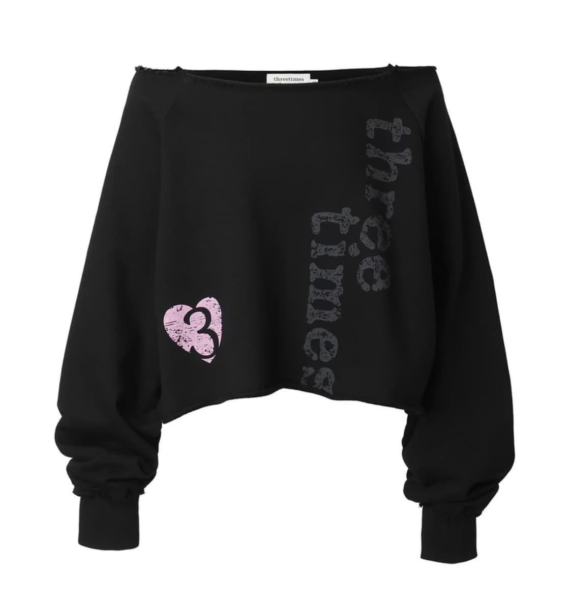 쓰리타임즈 하트#3 오프숄더 탑 블랙 상품이미지1
