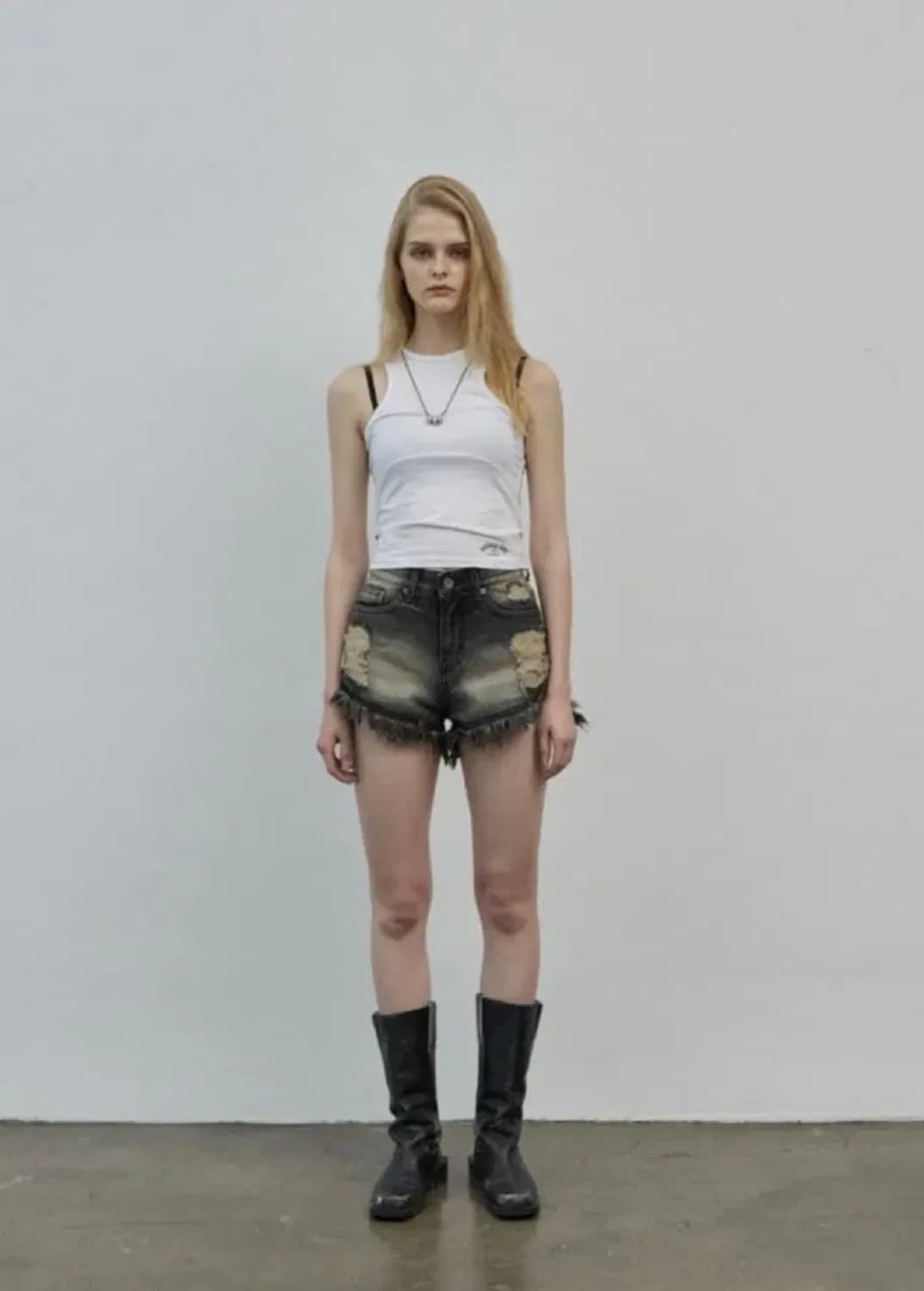 보헤미안서울 데미지 워싱쇼츠 그레이 S 상품이미지1