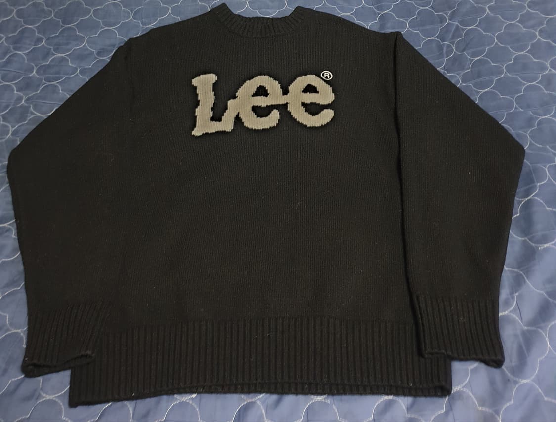 LEE 울혼방 스탠다드핏 빅로고 라운드넥 니트 블랙 (M) 상품이미지1