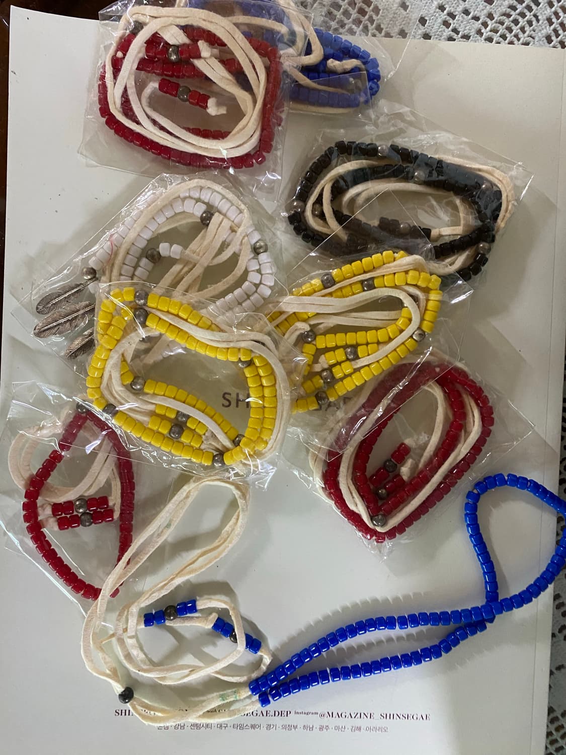 알록달록 비즈목걸이 9개 일괄 미사용 상품이미지1