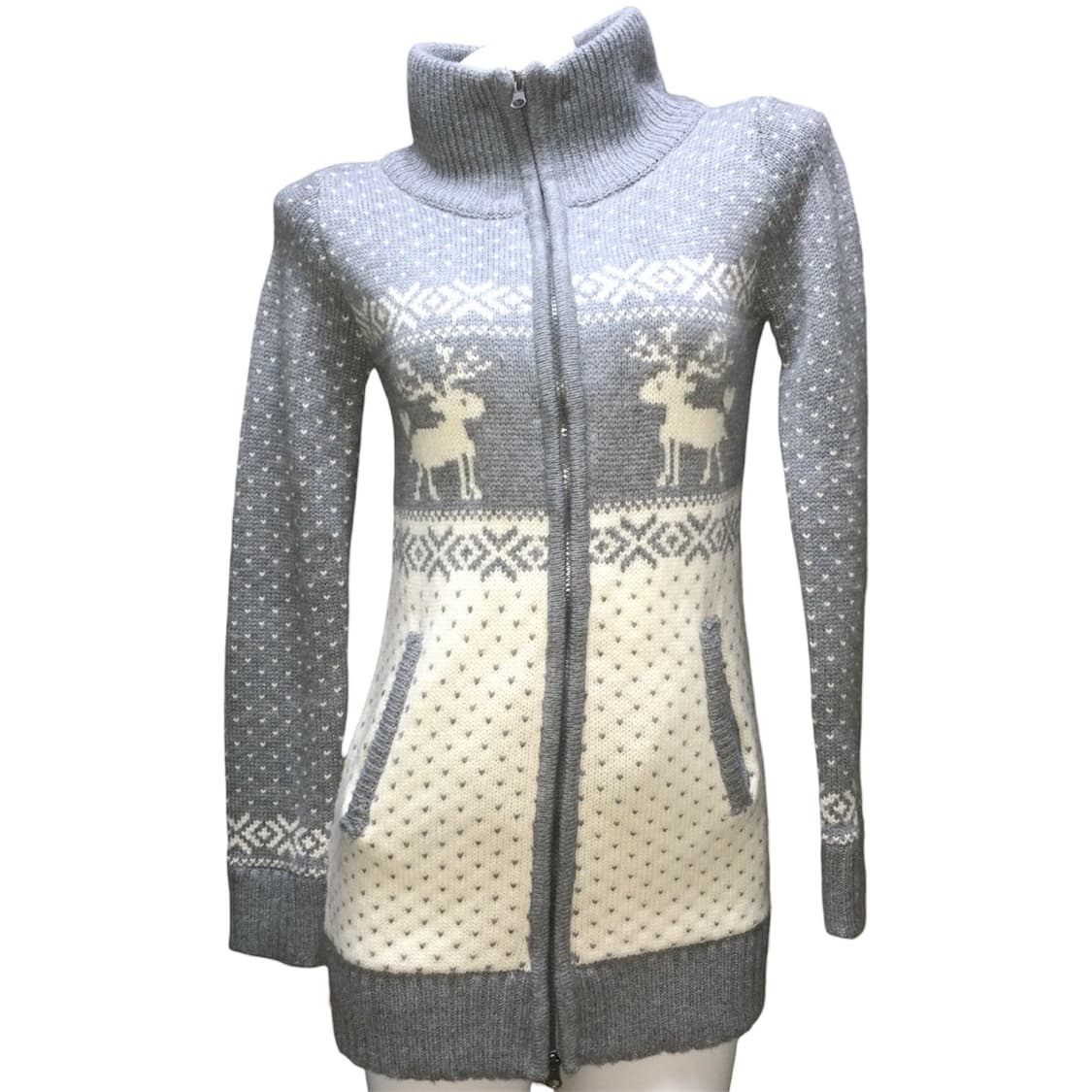 노르딕 도트 땡땡이 니트 투웨이 집업 원피스 상품이미지2