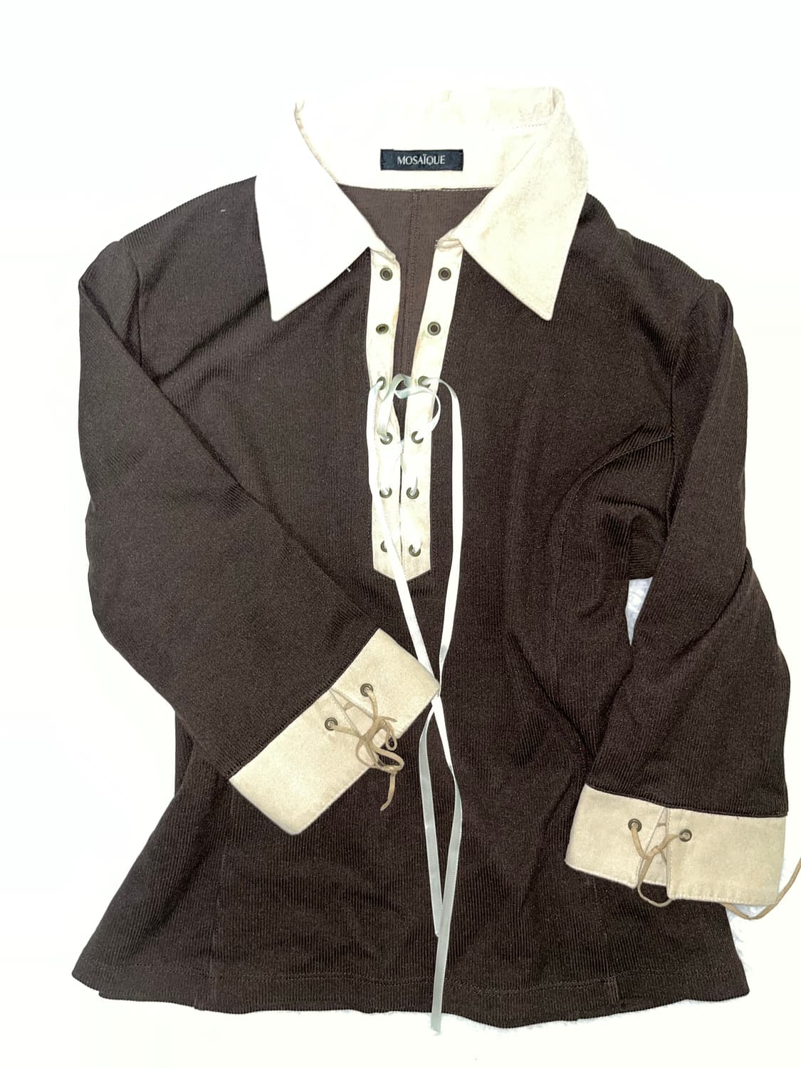 brown eyelet top 상품이미지1