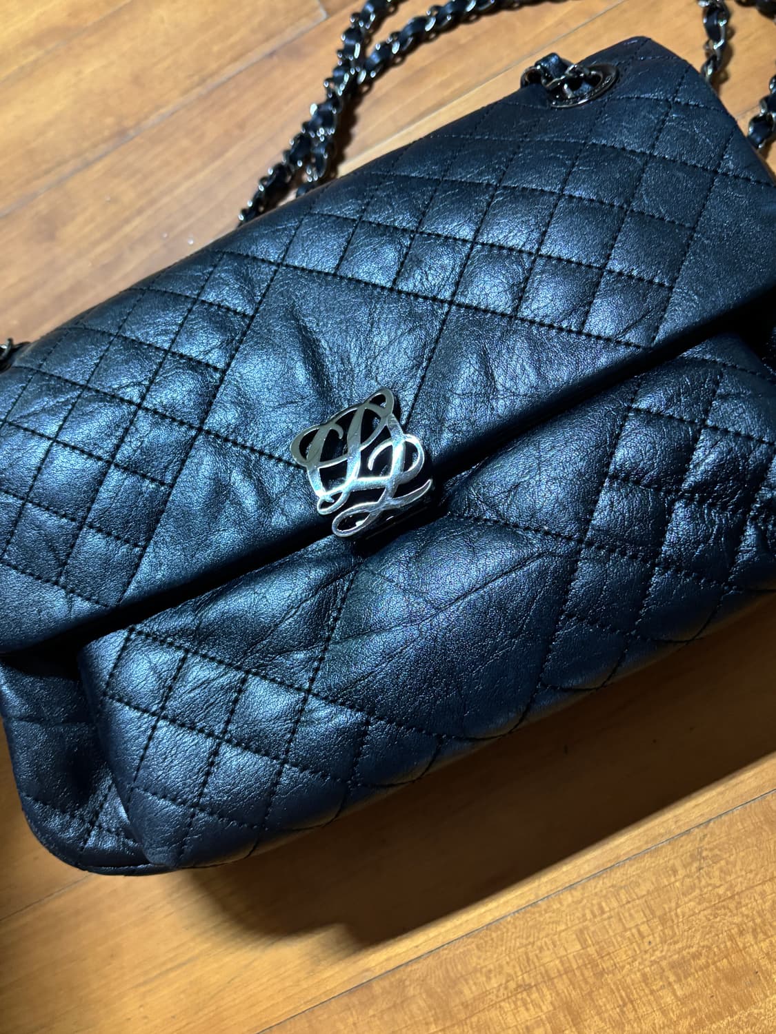 vintage louis quatorez black leather bag 상품이미지2