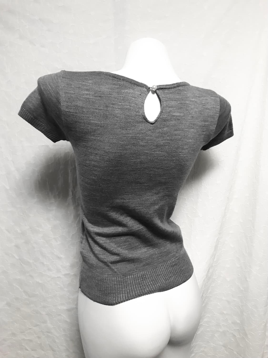 빈티지 니혼진 로걀 진주 포인트 반소매 니트 탑 상품이미지2