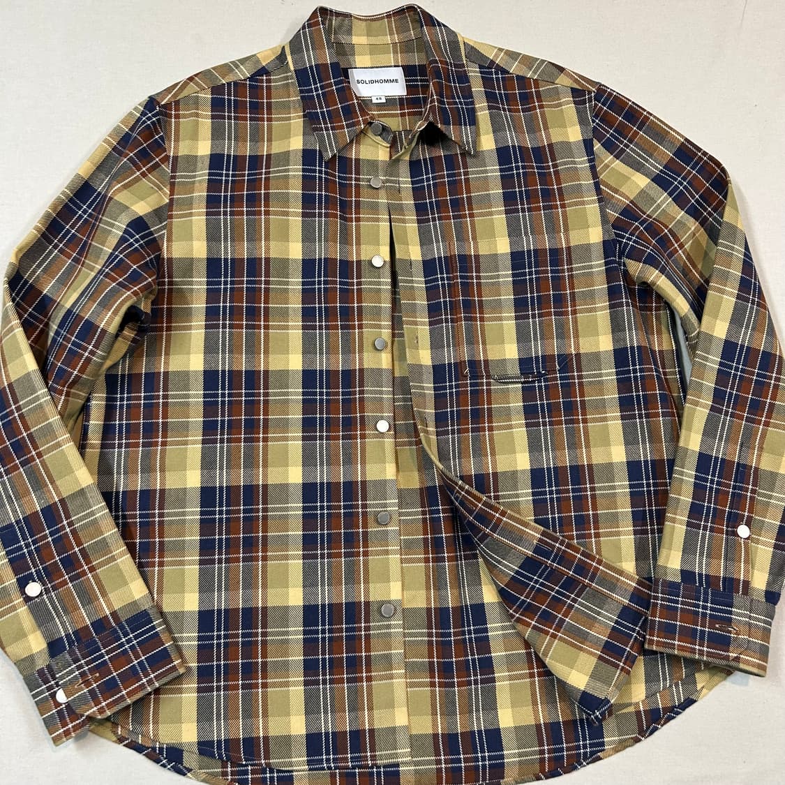 L) 솔리드옴므 체크 셔츠 메탈 버튼 자켓 상품이미지2