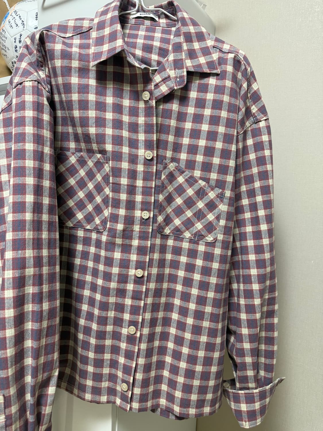 더스티핑크 크롭 체크셔츠 상품이미지1