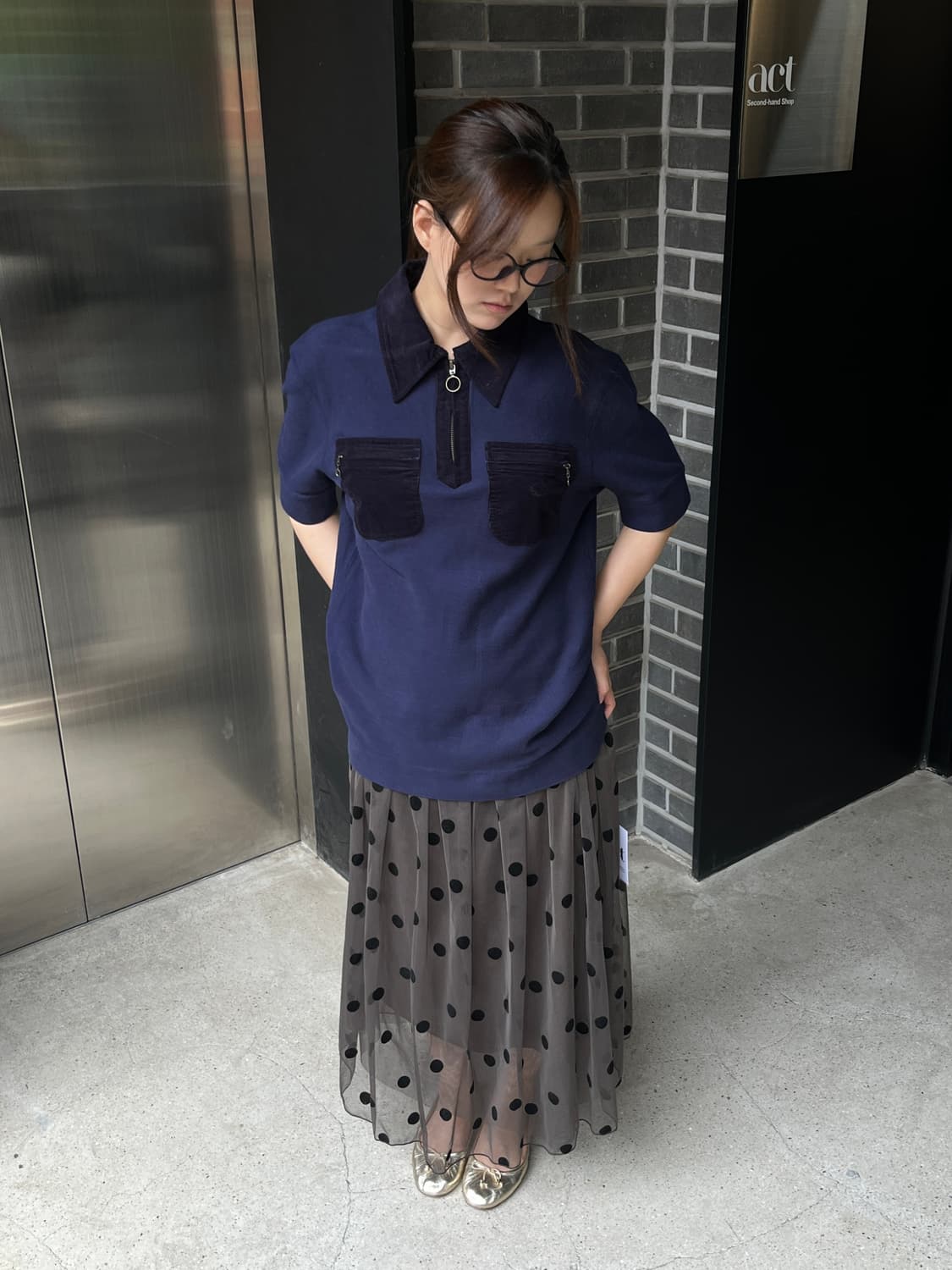 블랙 도트 튤스커트 그레이 상품이미지4