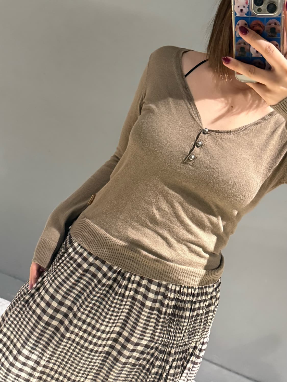 button-up detail cotton knit sleeve 상품이미지3