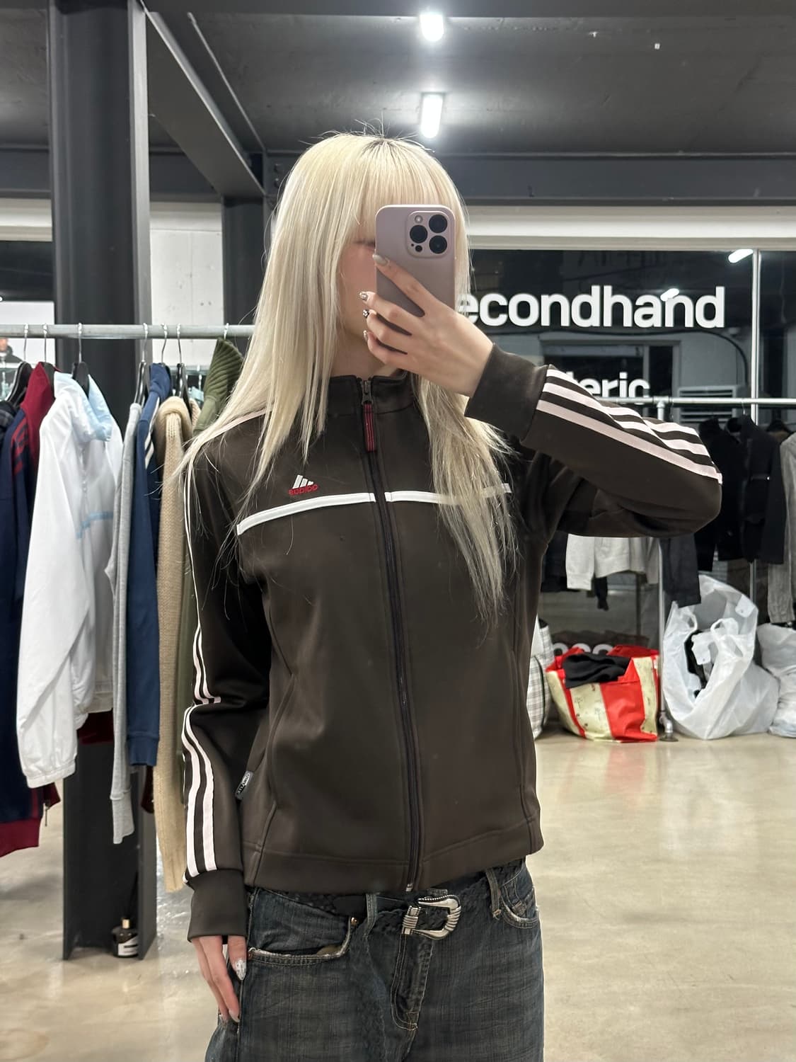 아디다스 핑크 브라운 y2k 컬러 져지 탑 상품이미지2