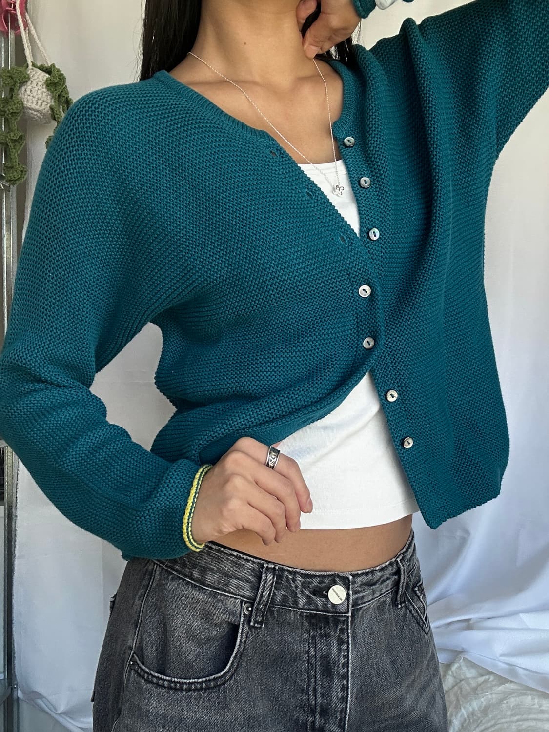 빈티지 청록 니트 가디건 상품이미지3