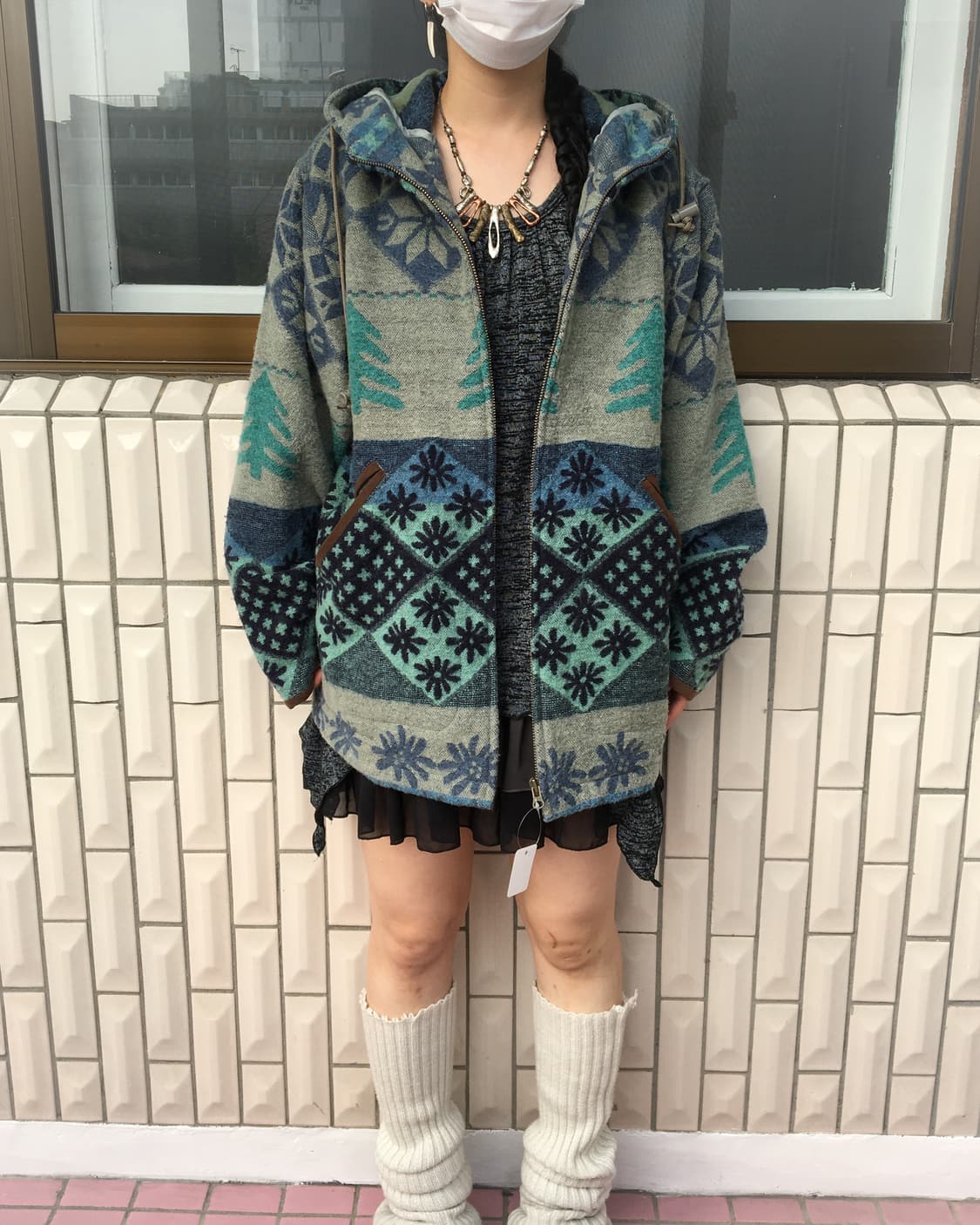 Snow pattern woolen hood jacket 상품이미지8