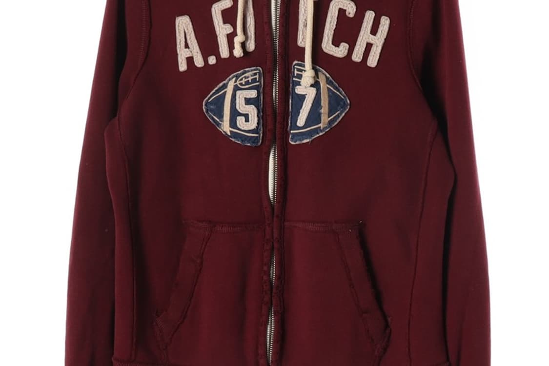 아베크롬비 앤 피치 버건디 럭비 패치 후드집업 L 상품이미지4