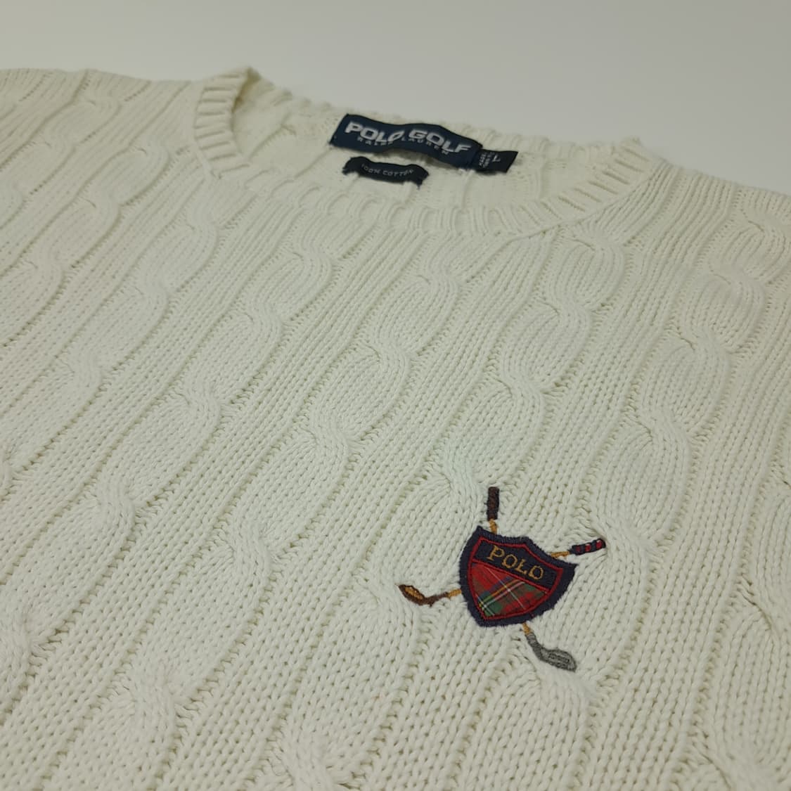 CL066 L 폴로 골프 90s 크림 화이트 시그니처 쉴드 엠블럼 케이 상품이미지4