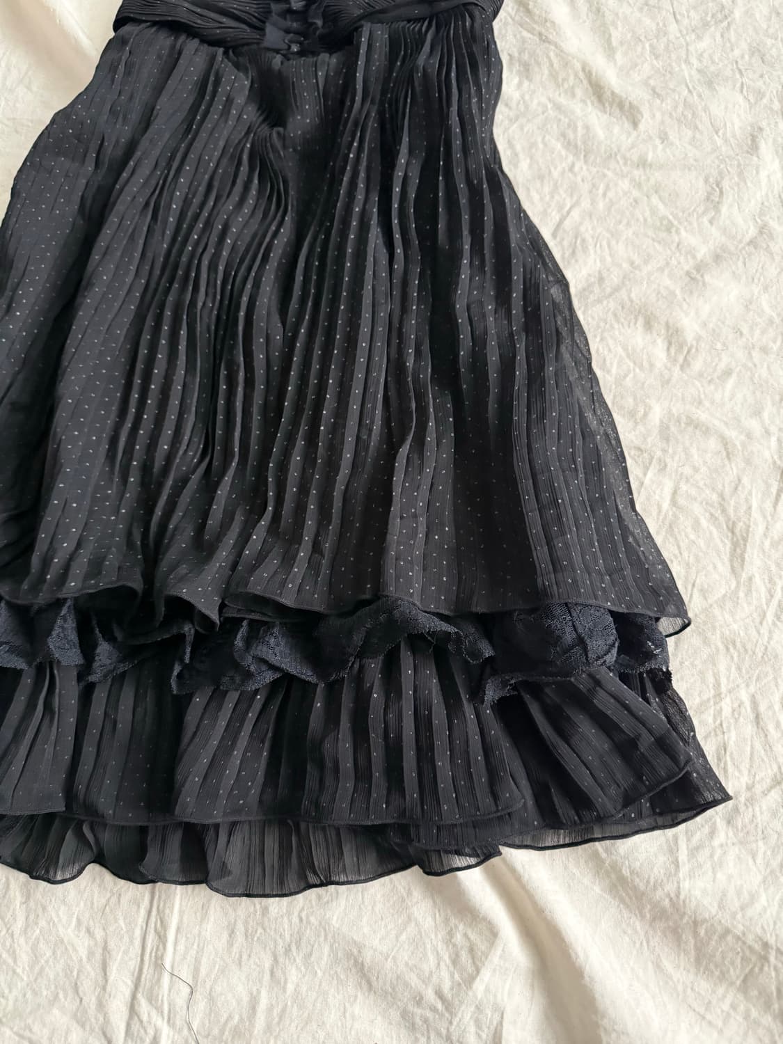 블랙 고딕 긱시크 러블리 도트 플리츠 미니 원피스 상품이미지4