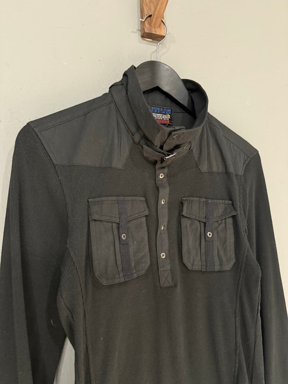 neck buckle pocket ribbed long sleeve 상품이미지8