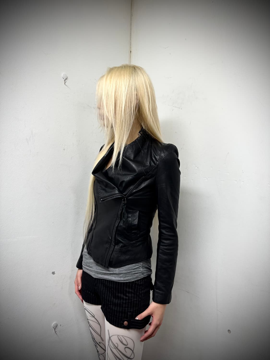 “Vintage” Rare Design Draped Leather JK 상품이미지9