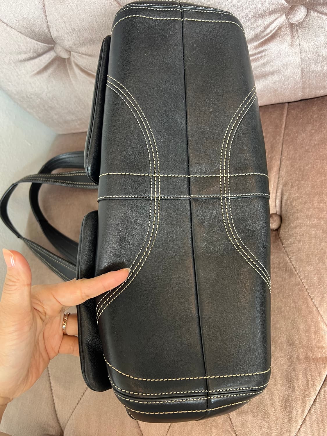 코치 블랙 스티치포켓 숄더백 토트백 상품이미지5