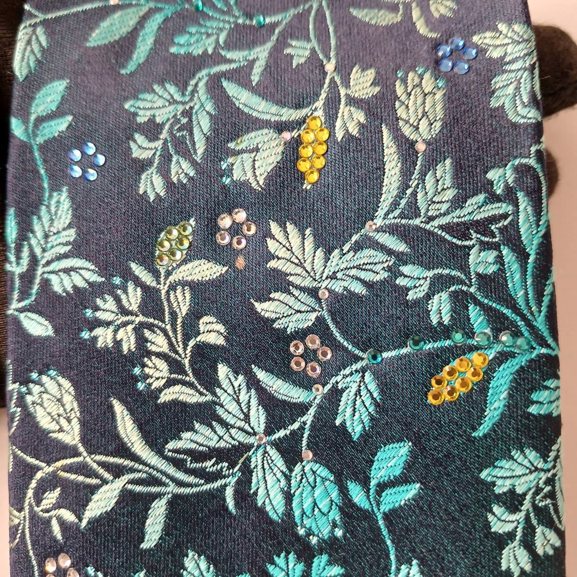 밀라숀 실크 네이비 플로럴 자카드 넥타이 8.9cm A+등급 A19556 상품이미지10