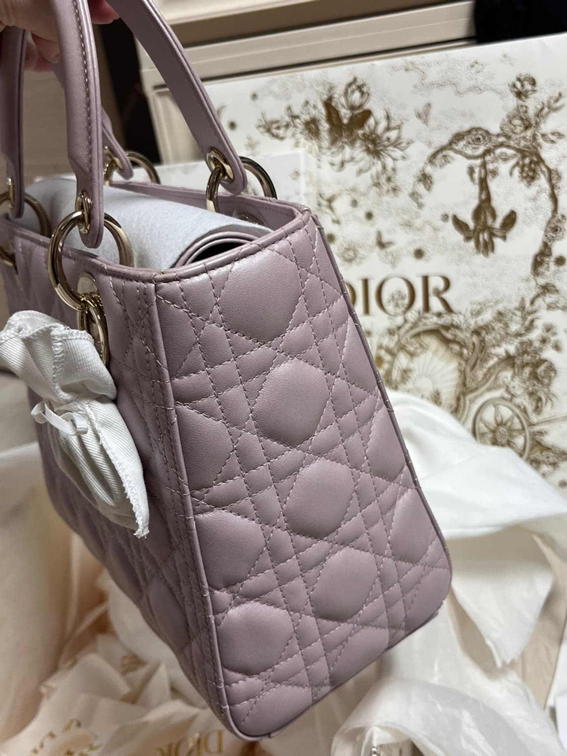 레이디디올백 펄핑크/블러쉬핑크 미듐 상품이미지3