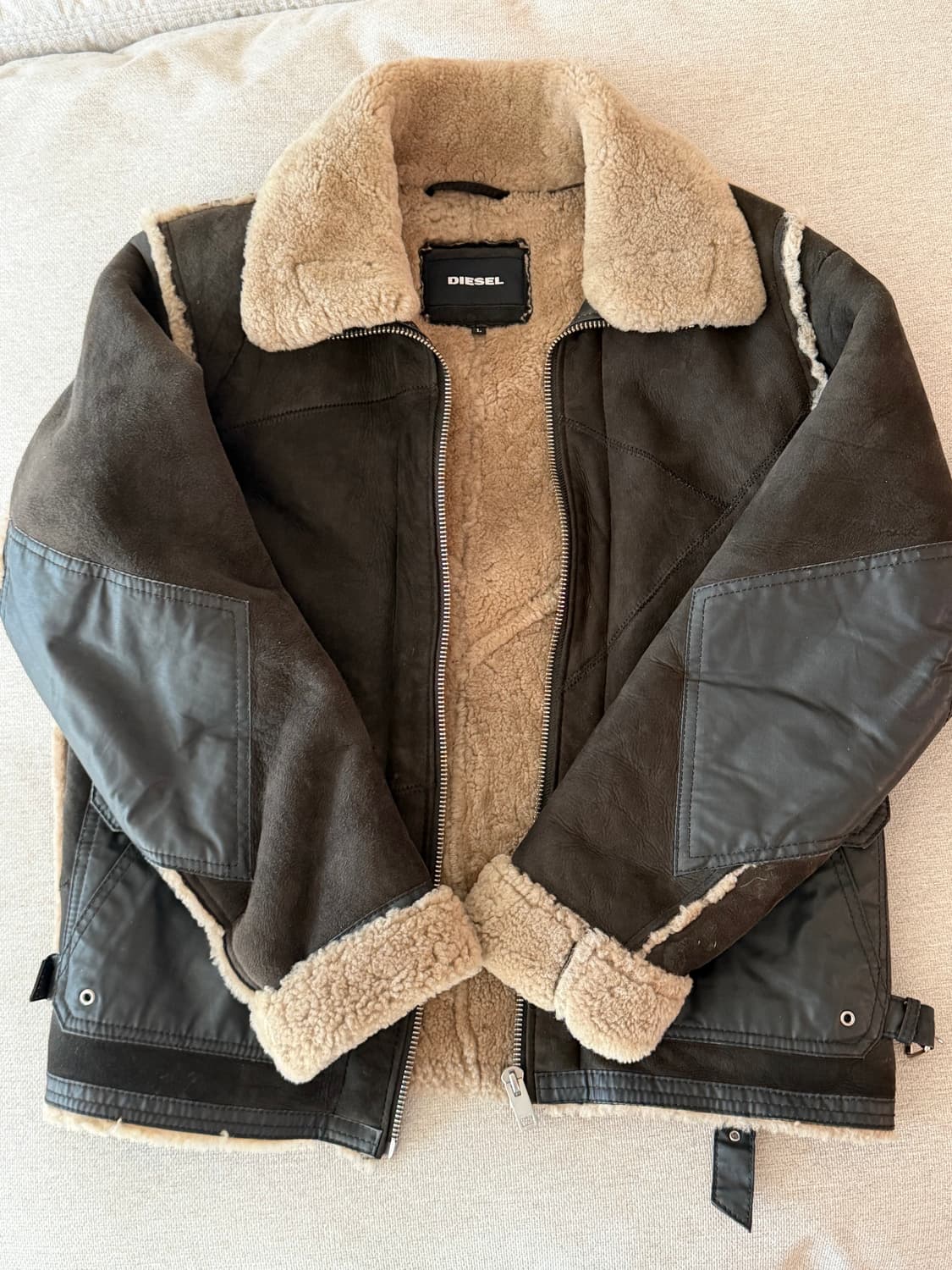 [L]디젤 양가죽 무스탕 브라운 상품이미지1