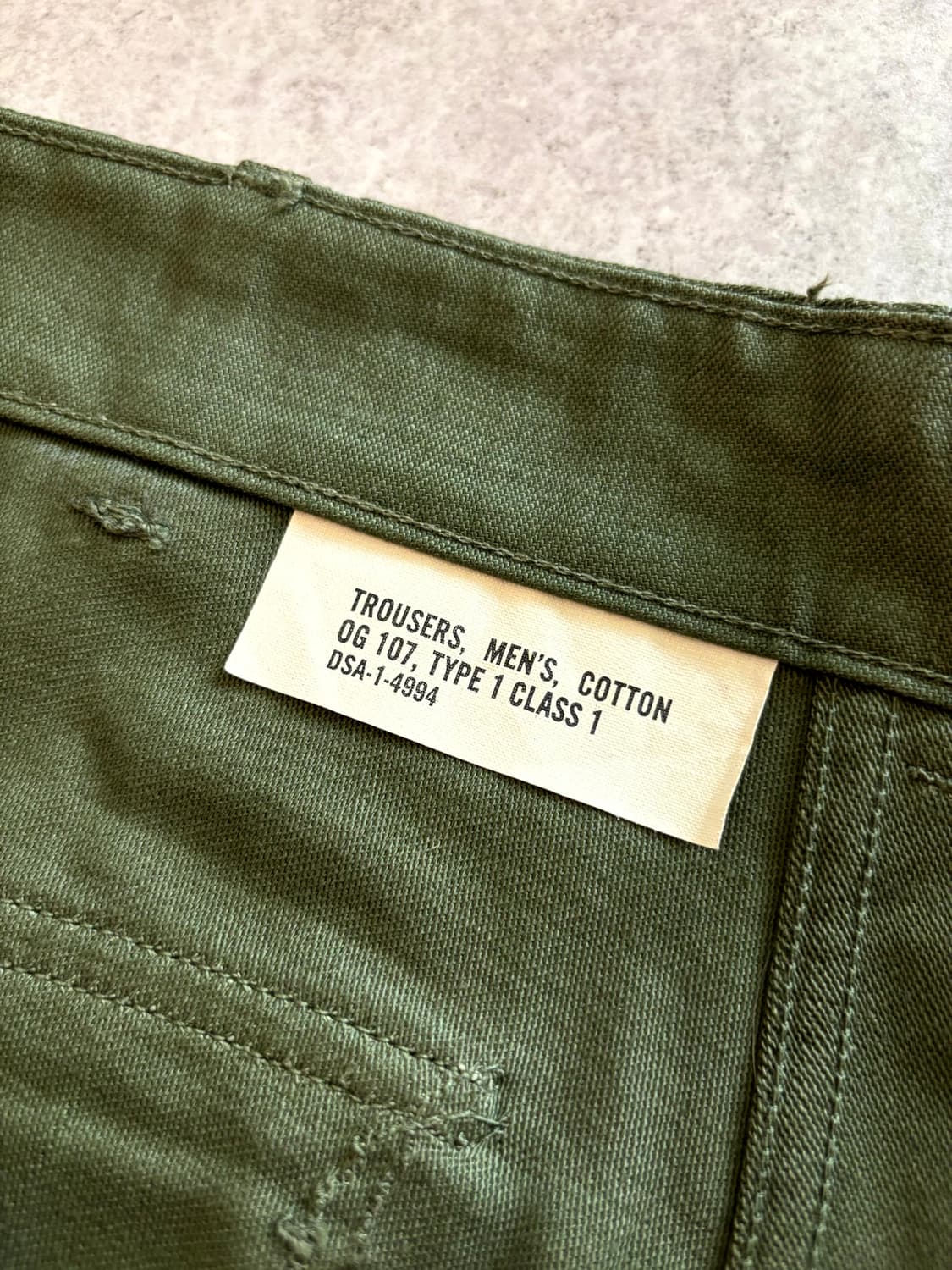 60's 미군 OG 107 퍼티그 팬츠 30" 데드스탁 상품이미지5