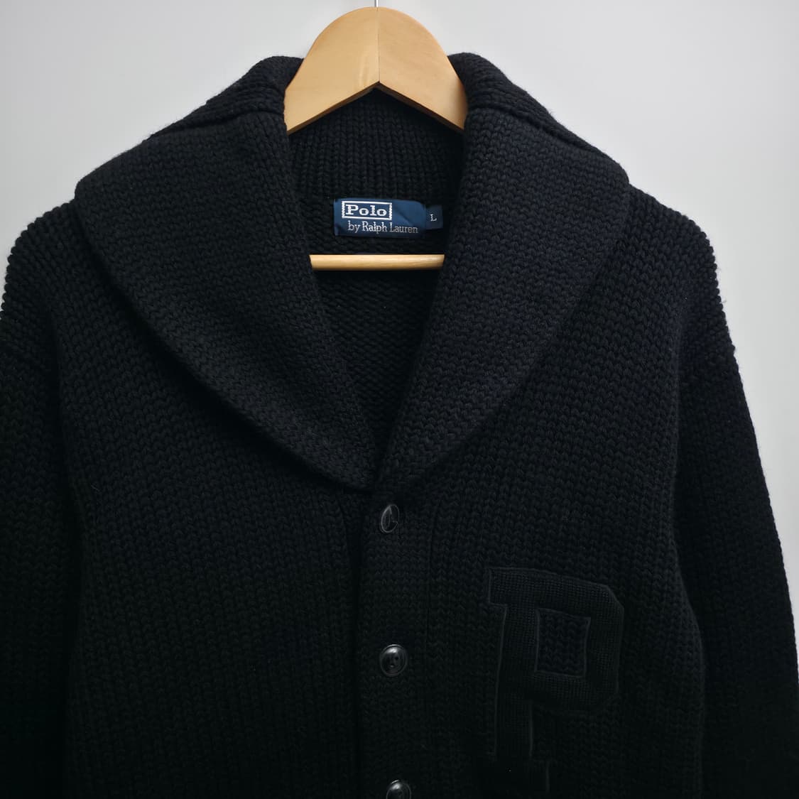 [L] 폴로 헤비 울 숄카라 니트 가디건 상품이미지2