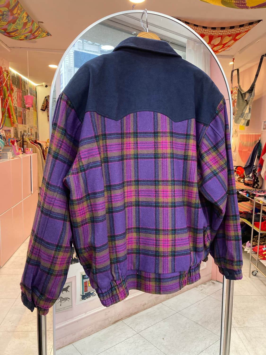 슬레진저 SLAZENGER 울 100% 퍼플 체크 자켓 상품이미지5