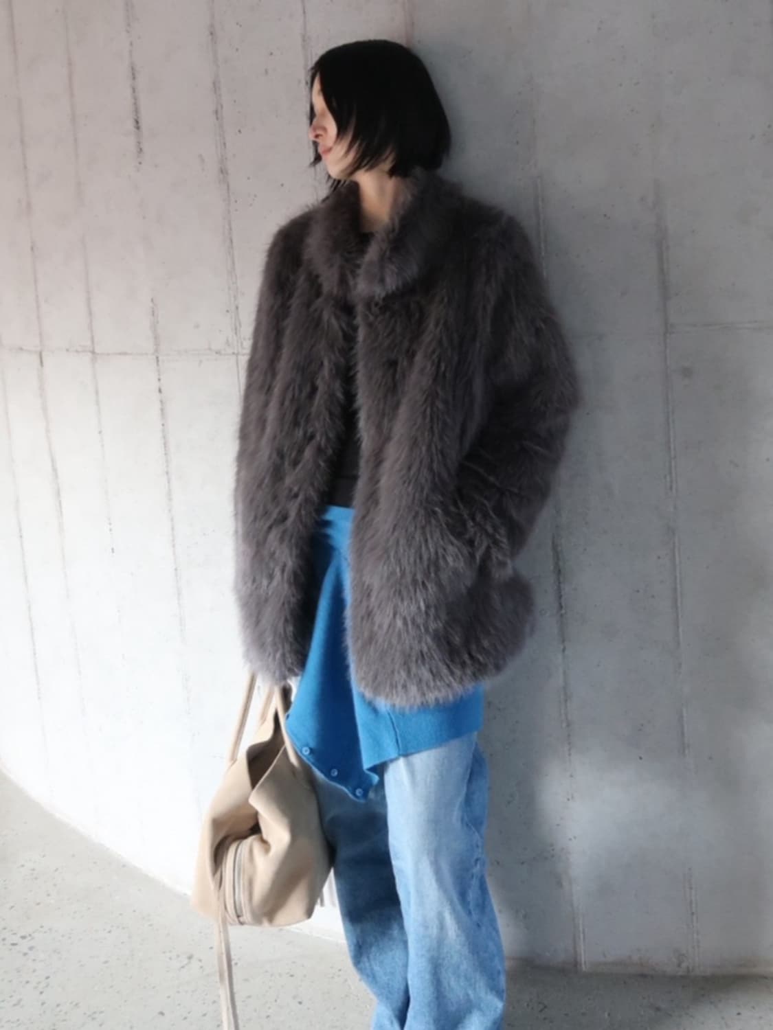 뮤로우 냥코 퍼자켓 : 그레이 상품이미지4