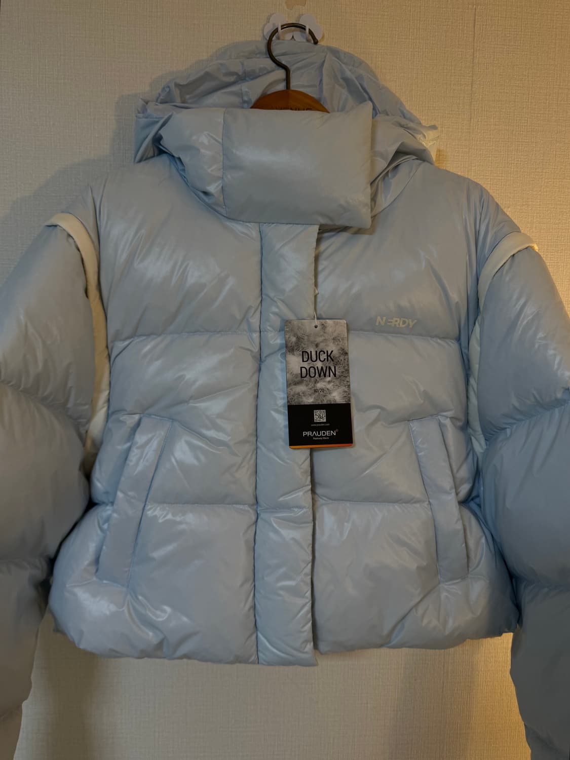 [M]새상품 널디 엔디와이 스카이블루 덕다운패딩 상품이미지1