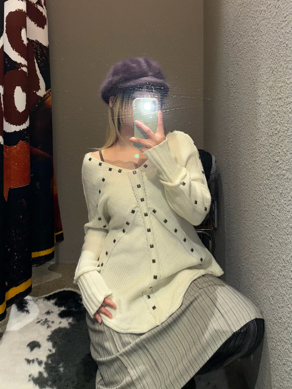 빈티지 스터드 디테일 니트 상품이미지1