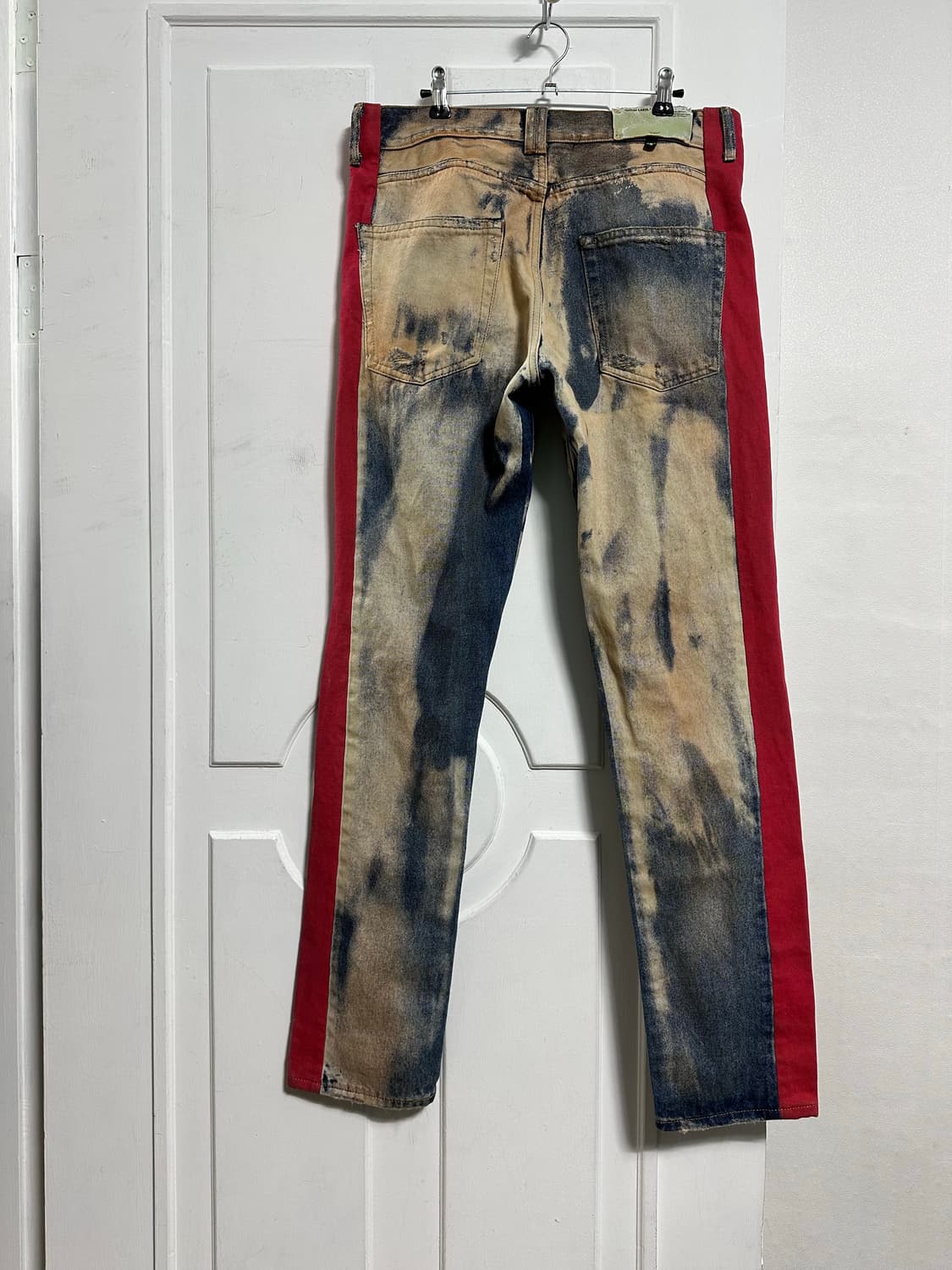 오프화이트 스트라이프 블리치드 데님 팬츠 상품이미지2