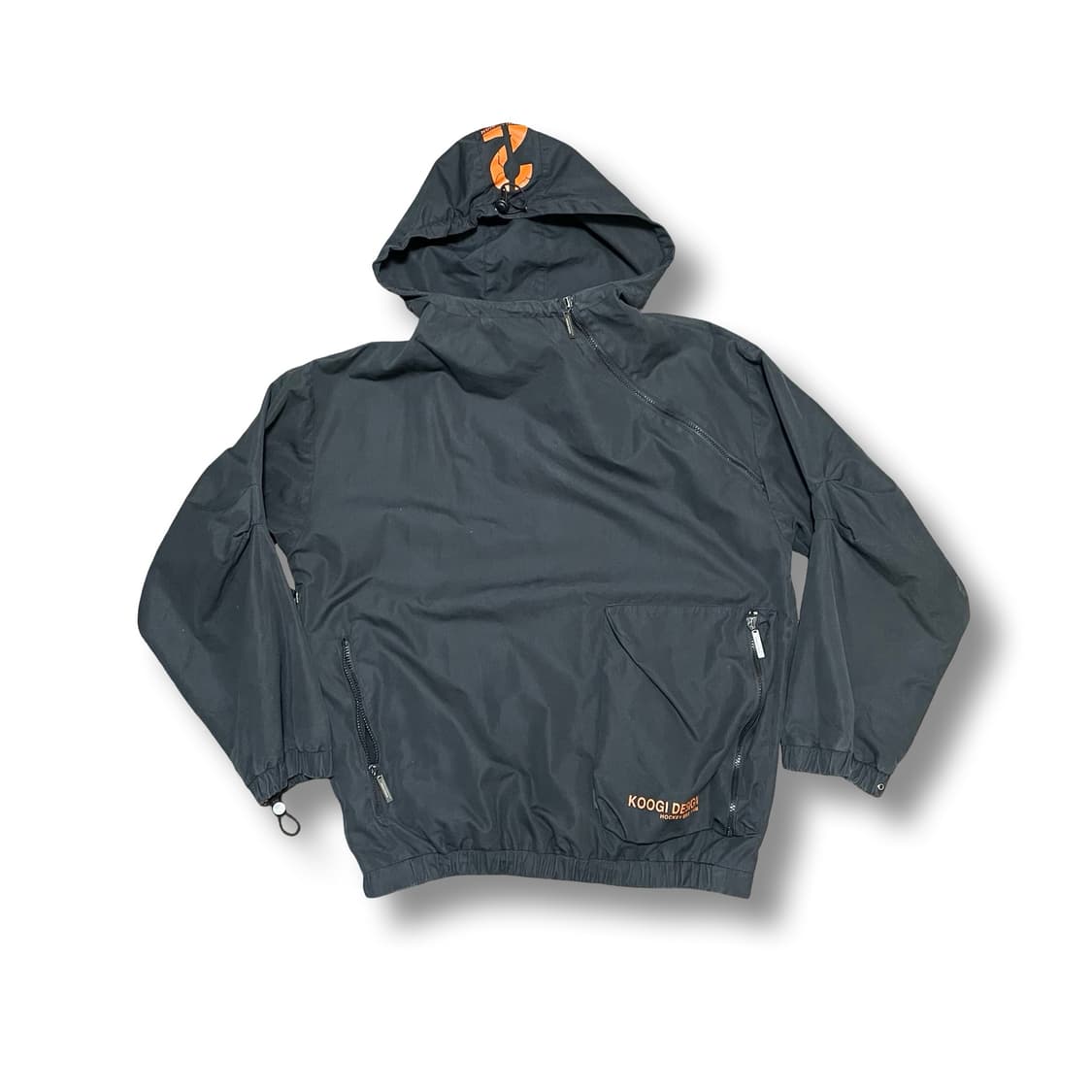 [F] 쿠기 빈티지 사선지퍼 블랙 후드 바람막이 고프코어 상품이미지1