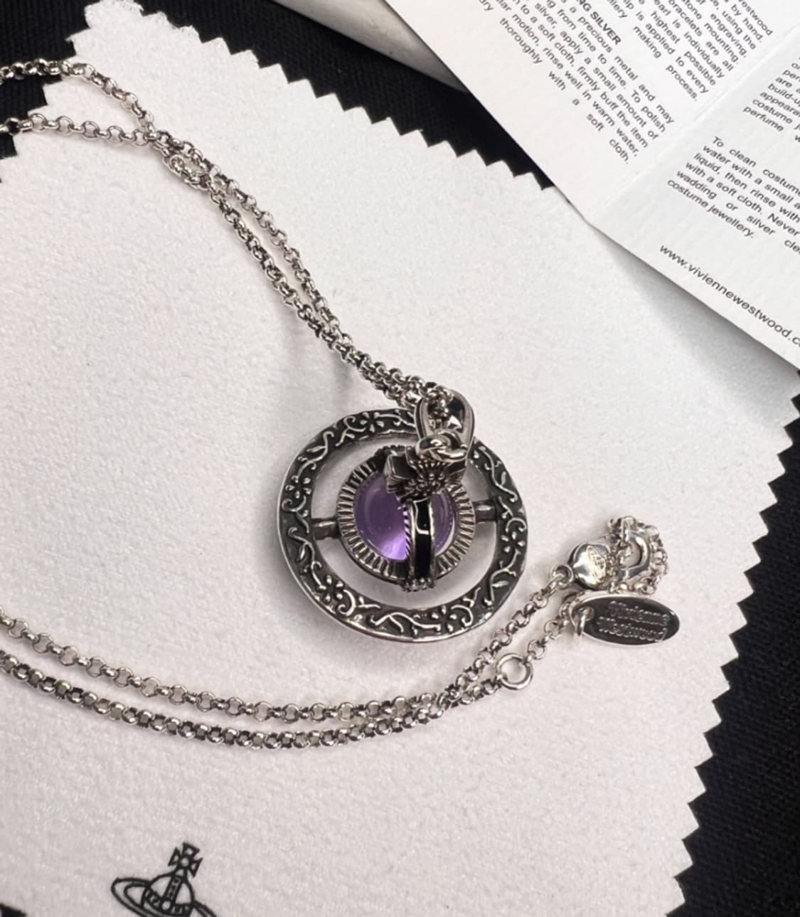 비비안웨스트우드 아카이브 퍼플 자수정 엔틱 3d orb 팬던트 목걸이 상품이미지2