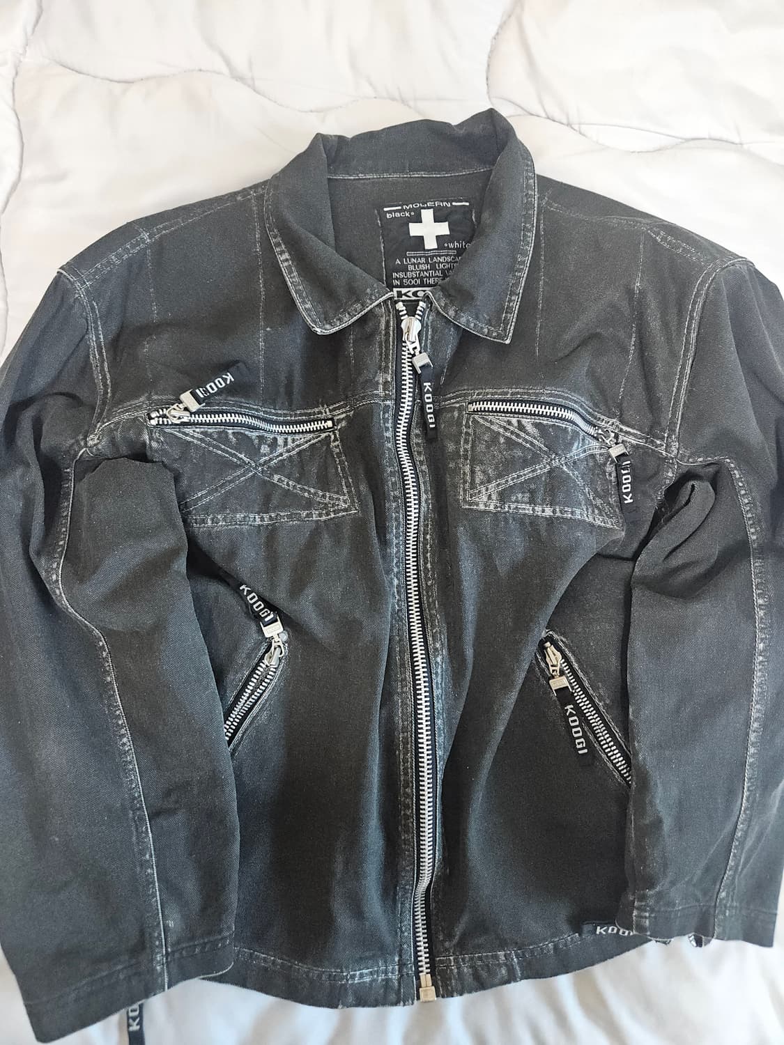 KOOGI 블랙 레더 바이커 재킷 상품이미지1