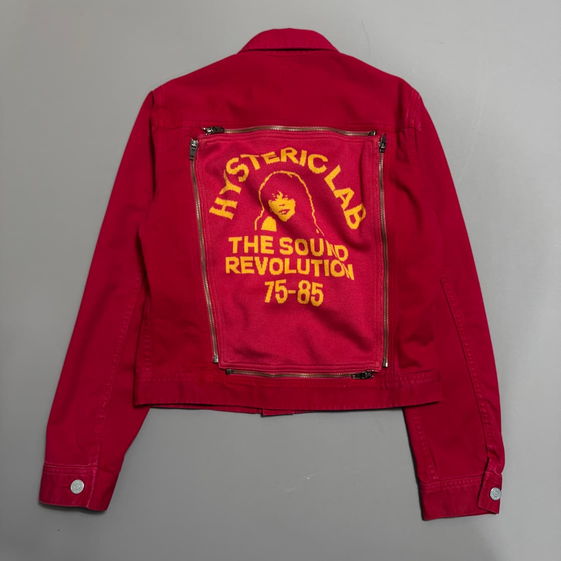 히스테릭글래머 버건디컬러 니트 집업 패치 코튼 트러커 자켓 상품이미지8