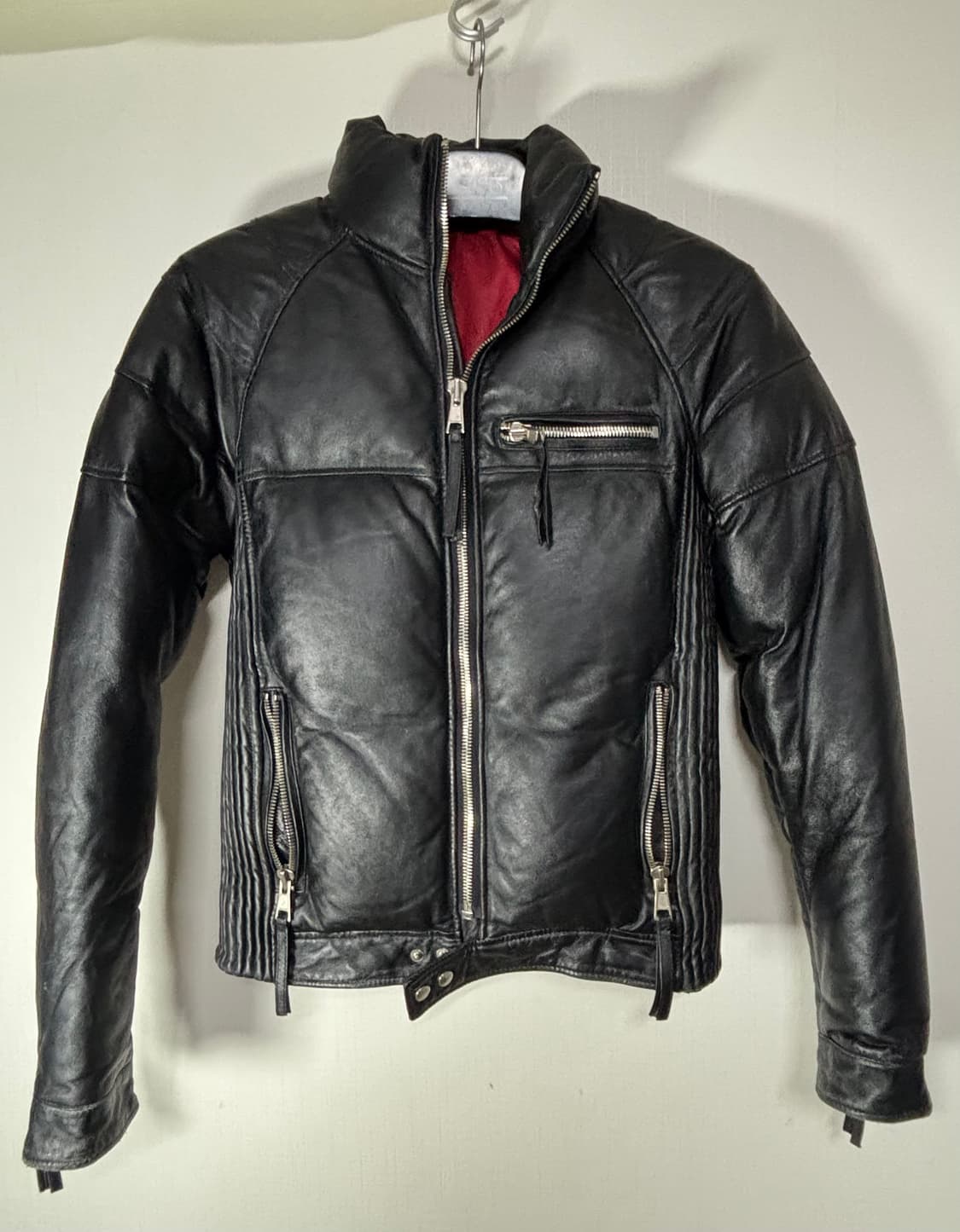 90s korea 빈티지 램스킨 양가죽 패딩 다운 라이더 자켓 상품이미지1