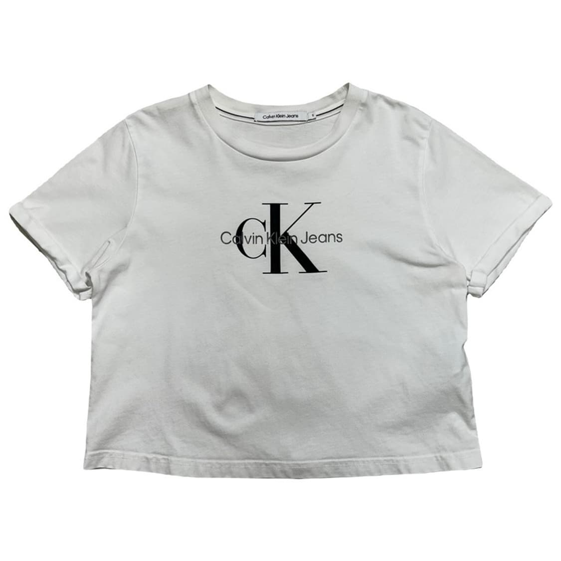 CALVIN KLEIN Jeans 크롭 프린팅 반팔티 S 상품이미지1