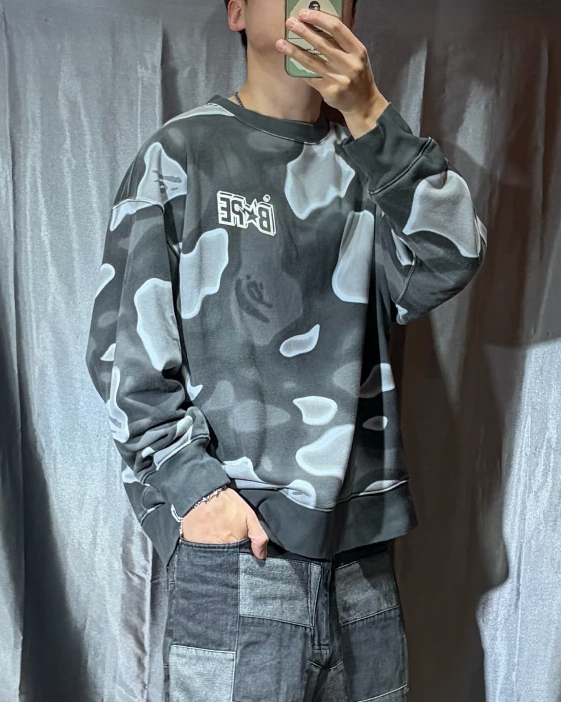 L BAPE 베이프 갤럭시 카모 스타로고 맨투맨 상품이미지1