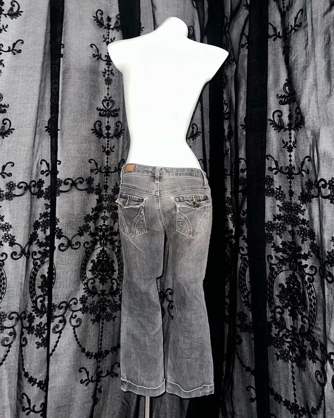 grey washed bootcut capri jeans 상품이미지3