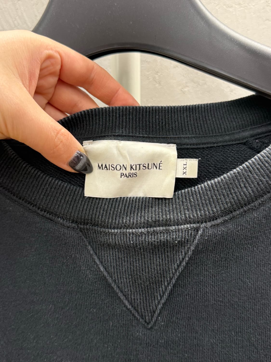 Maison Kitsuné 메종키츠네 폭스 헤드 패치 맨투맨 블랙 XXL 상품이미지4