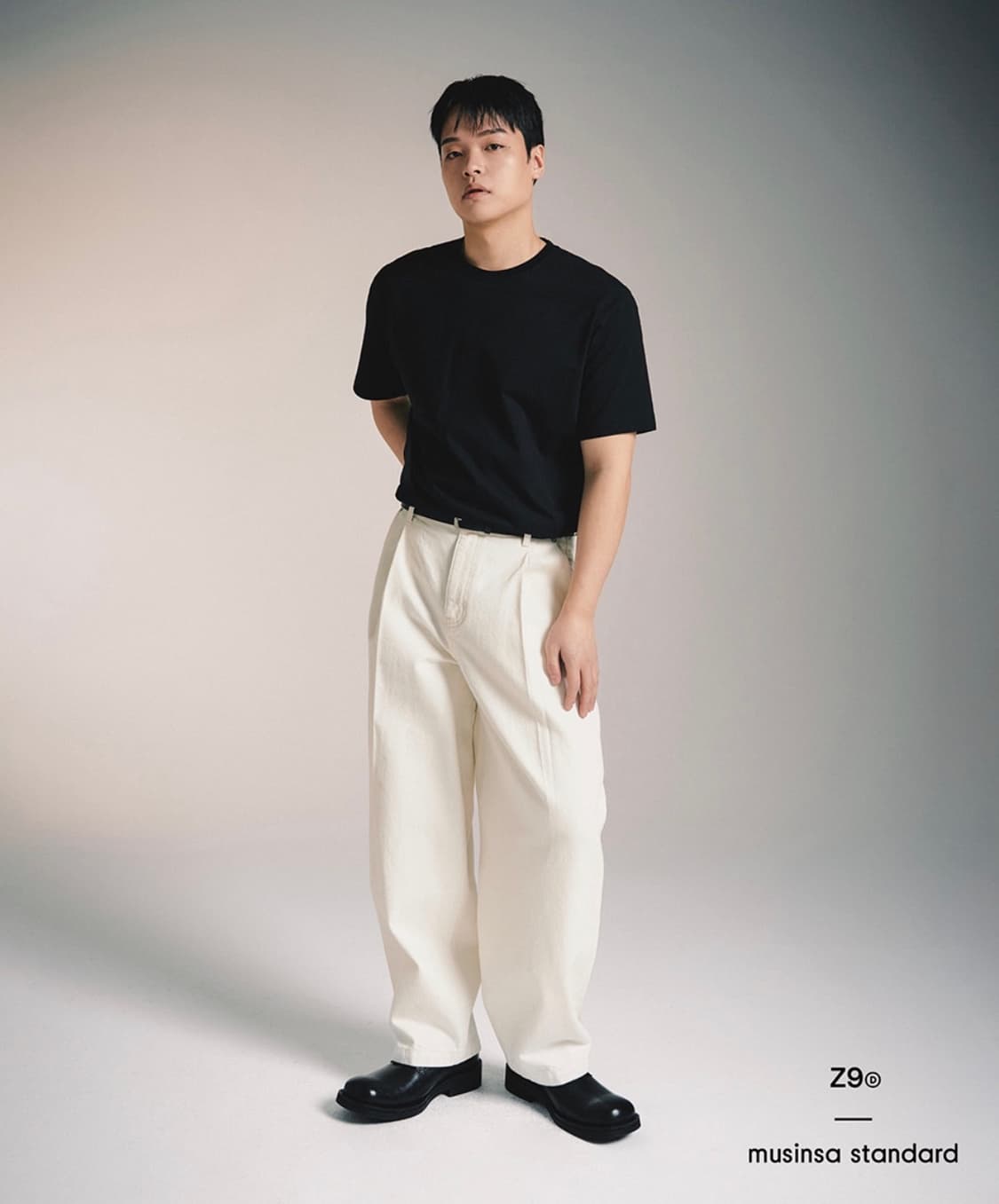 [짱구대디 컬래버]CONE 딥 턱 커브드 데님팬츠 [크림/28]무탠다드 상품이미지3