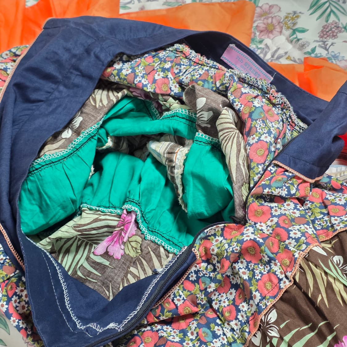 뉴욕빈티지)패치워크 플로럴 보헤미안 히피 스즈코모리걸 캉캉롱스커트 상품이미지3