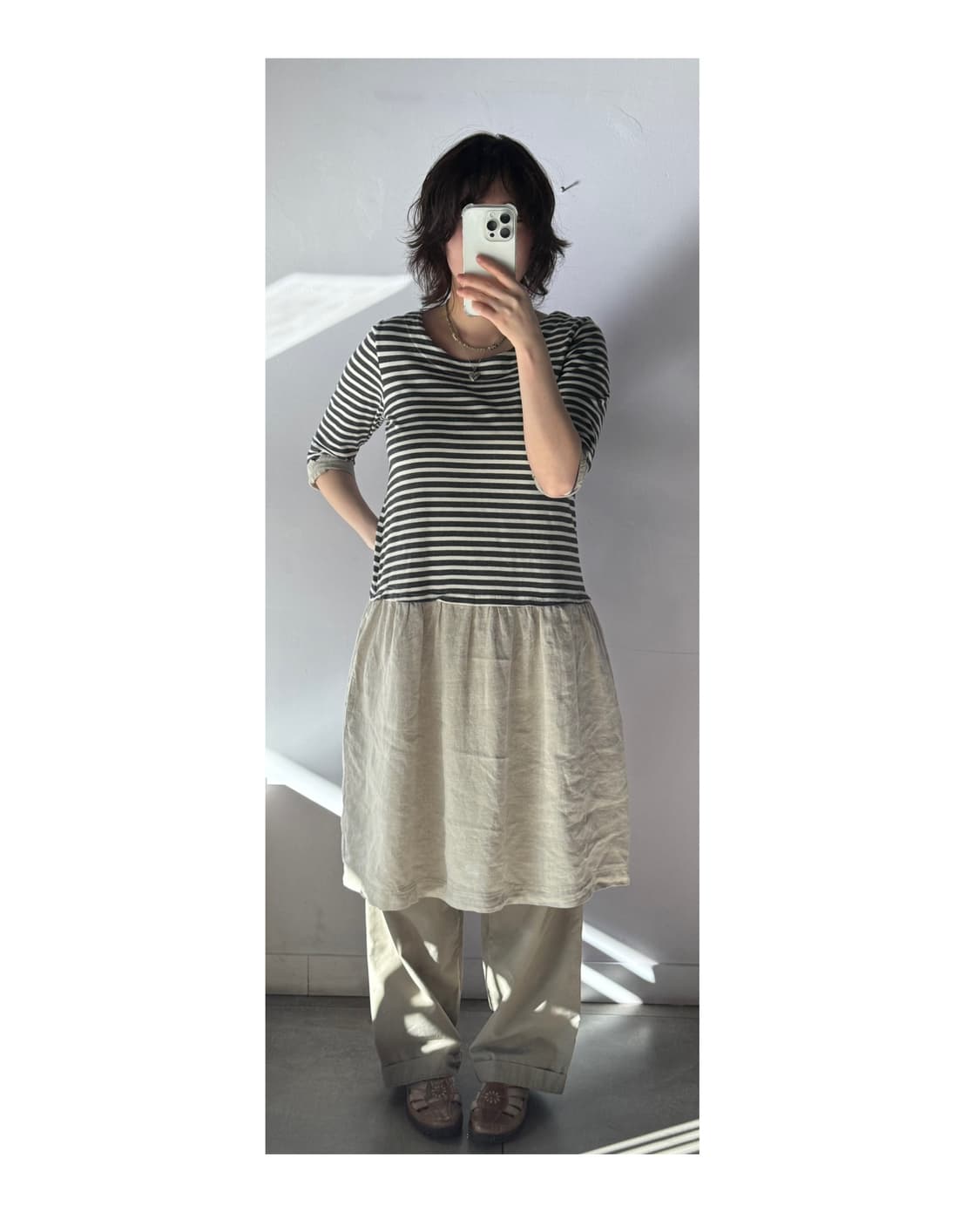 네추럴 스트라이프 원피스 일본빈티지 상품이미지4