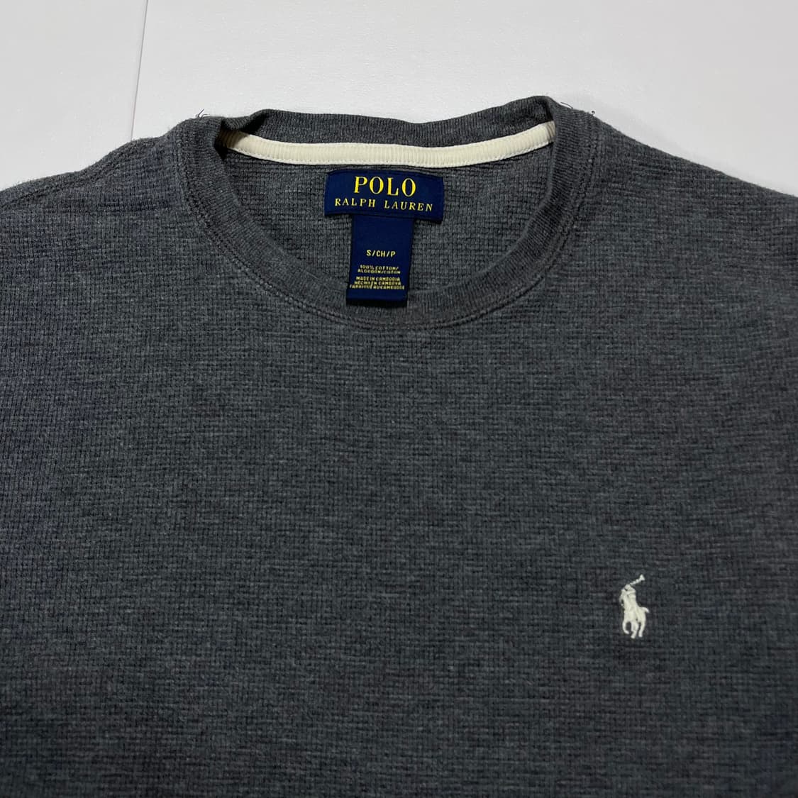 [정품] 폴로 챠콜 / 화이트포니 와플 긴팔티 [ S ] 상품이미지3