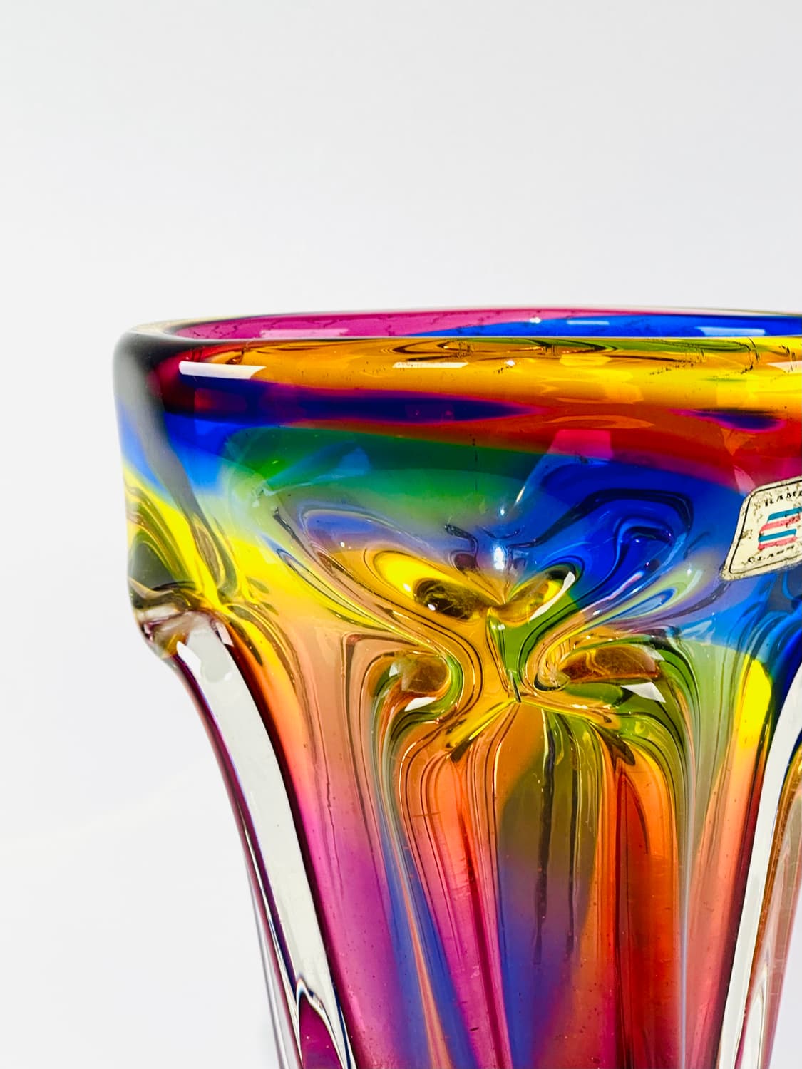 일본 빈티지 카메이 아트글라스 레인보우 화병 상품이미지4