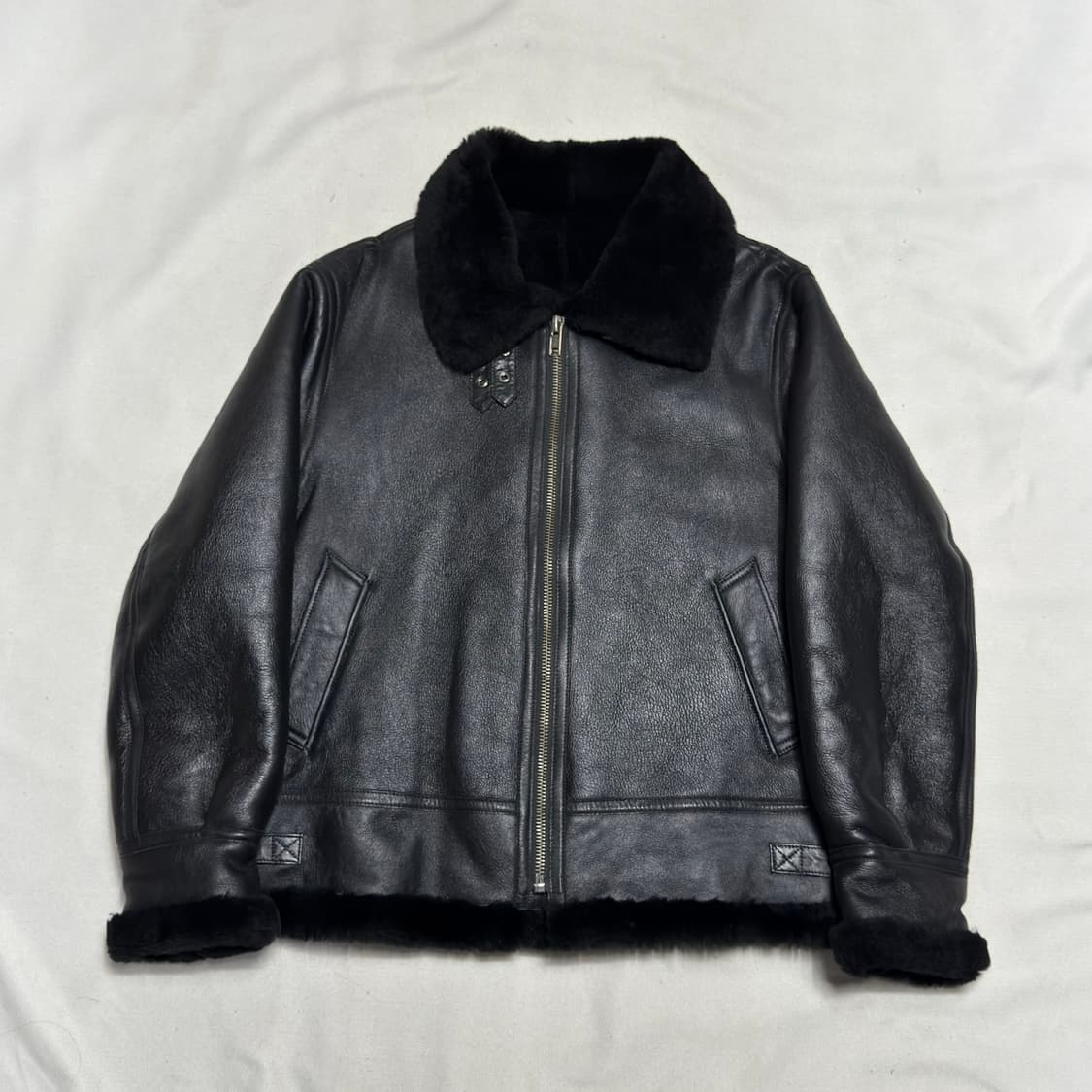 L vtg B-3 블랙 양가죽 무스탕 자켓  상품이미지3