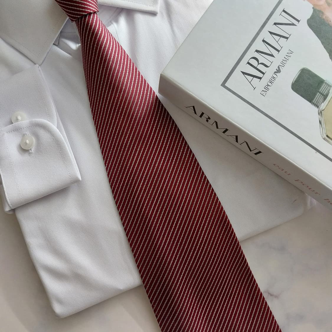 아르마니 꼴레지오니 실크 와인 레드 넥타이 9.5cm A+등급 K1322 상품이미지8